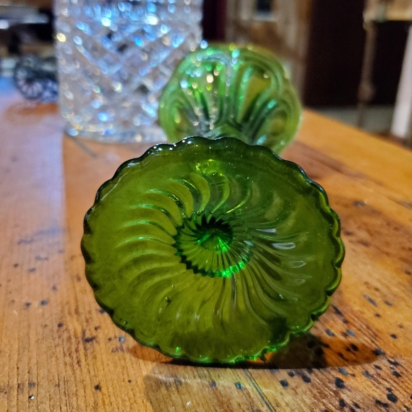 Antique EAPG Green Glass Bud Vase Gold Trim Zipper Bubbles OLD - Picture 5 of 9
